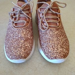 Rose gold tennis shoes
